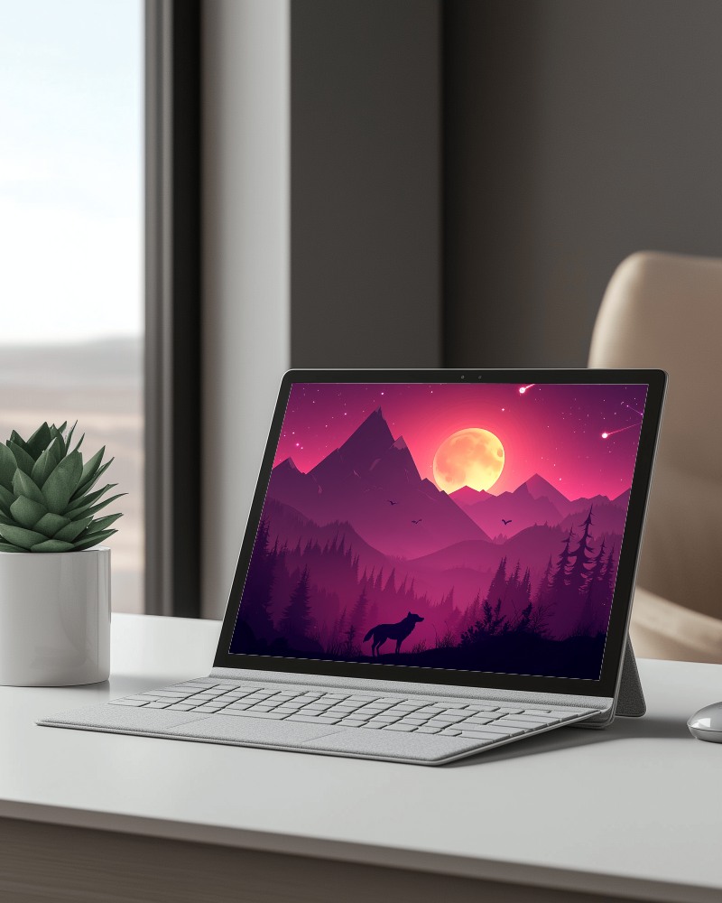 Minimal Office Laptop Mockup With Plant And Clean Background Professional And Organized Look 034