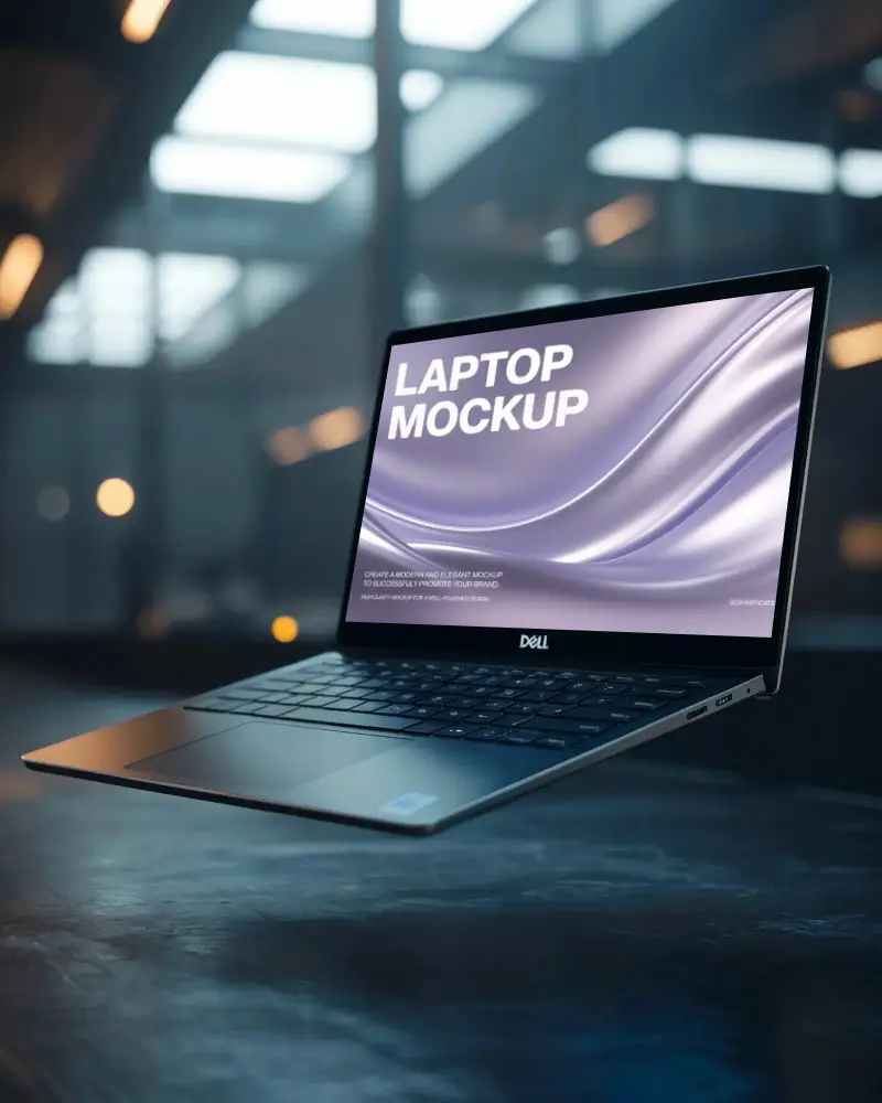 high-tech-portable-laptop-mockup-in-contemporary-studio-setting-with-reflective-surface-below