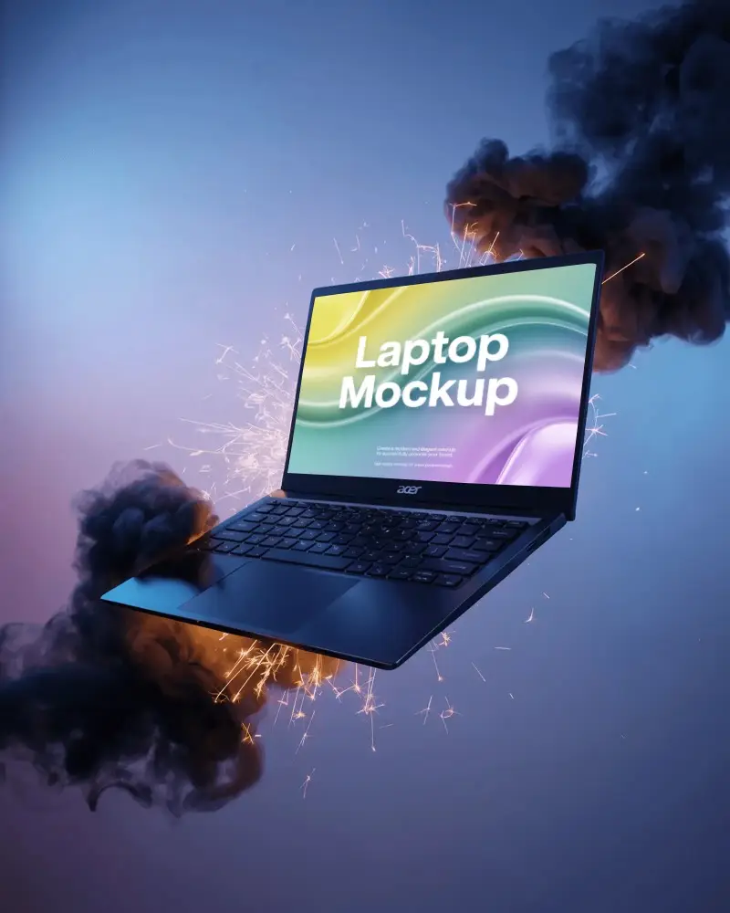 modern-laptop-mockup-with-fireworks-and-smoke-effect-floating-in-midair-for-presentations