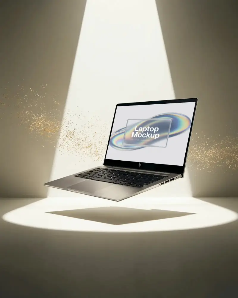 Professional Hp Laptop Mockup With Dark Screen Ideal For Digital Presentations