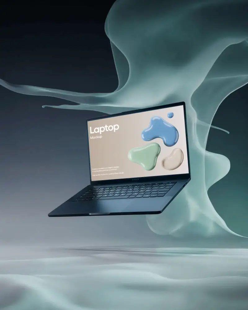 Floating Laptop Mockup Ideal For Technology Review And Product Showcase