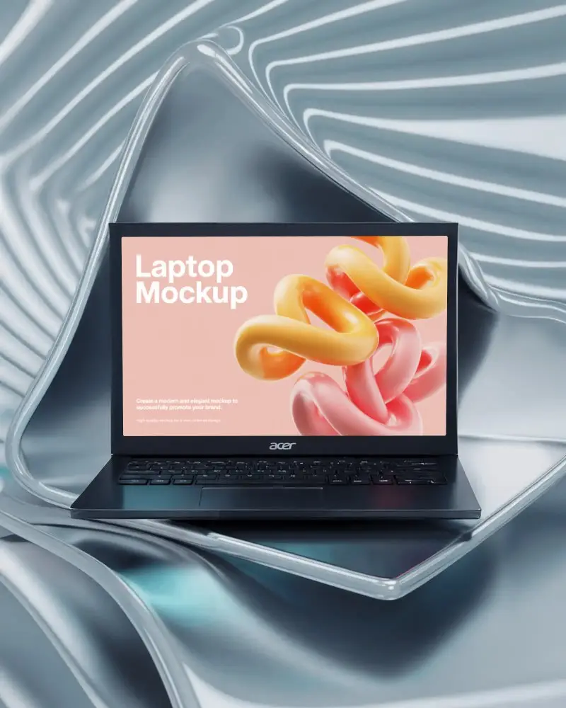 acer-gaming-laptop-mockup-against-futuristic-metallic-wave-background-in-studio-lighting