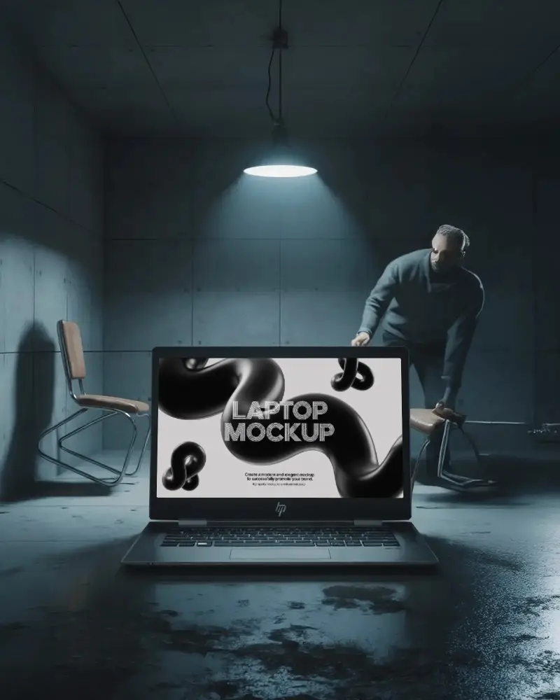 hp-laptop-mockup-in-dark-interrogation-room-scene-with-man-moving-chair-under-light