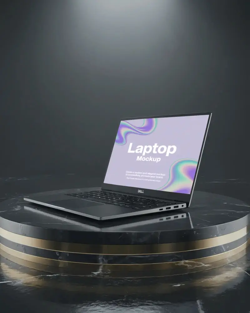 sleek-modern-dell-laptop-mockup-for-digital-projects-on-elegant-round-podium-background