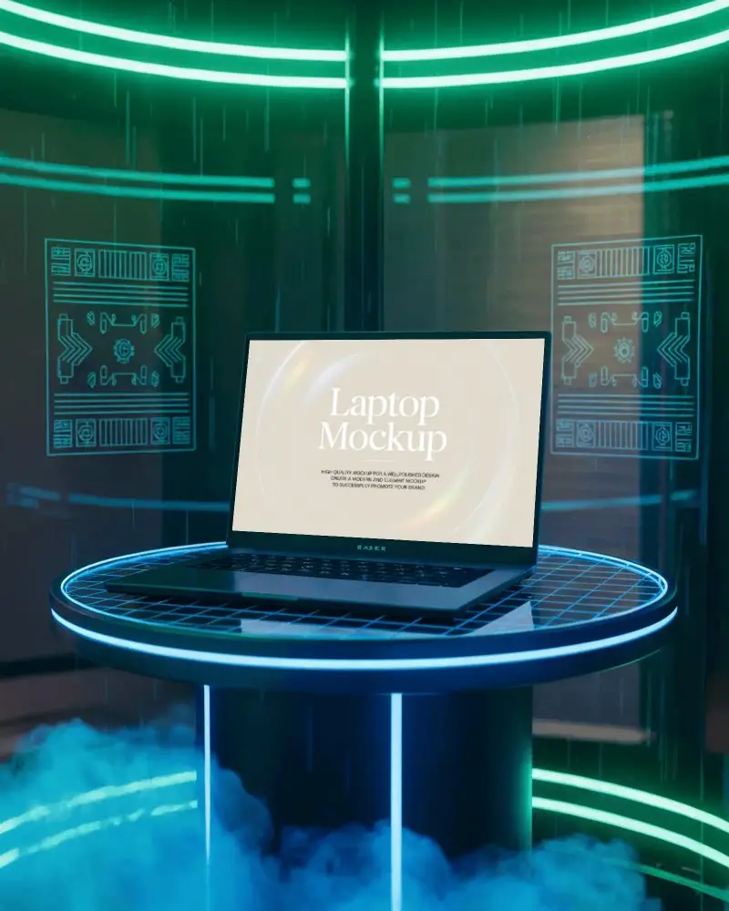 razer-laptop-mockup-in-cyberpunk-scene-with-holographic-panels-and-glowing-grid