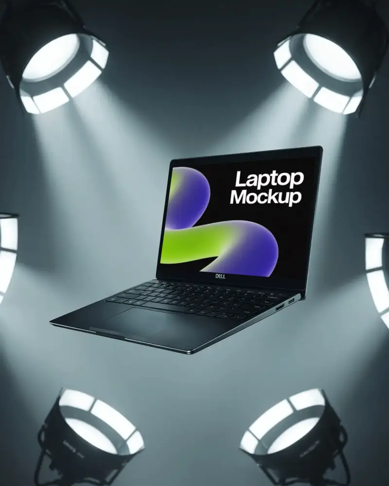 sleek-dell-laptop-mockup-floating-with-multiple-spotlights-ideal-for-technology-product-showcase