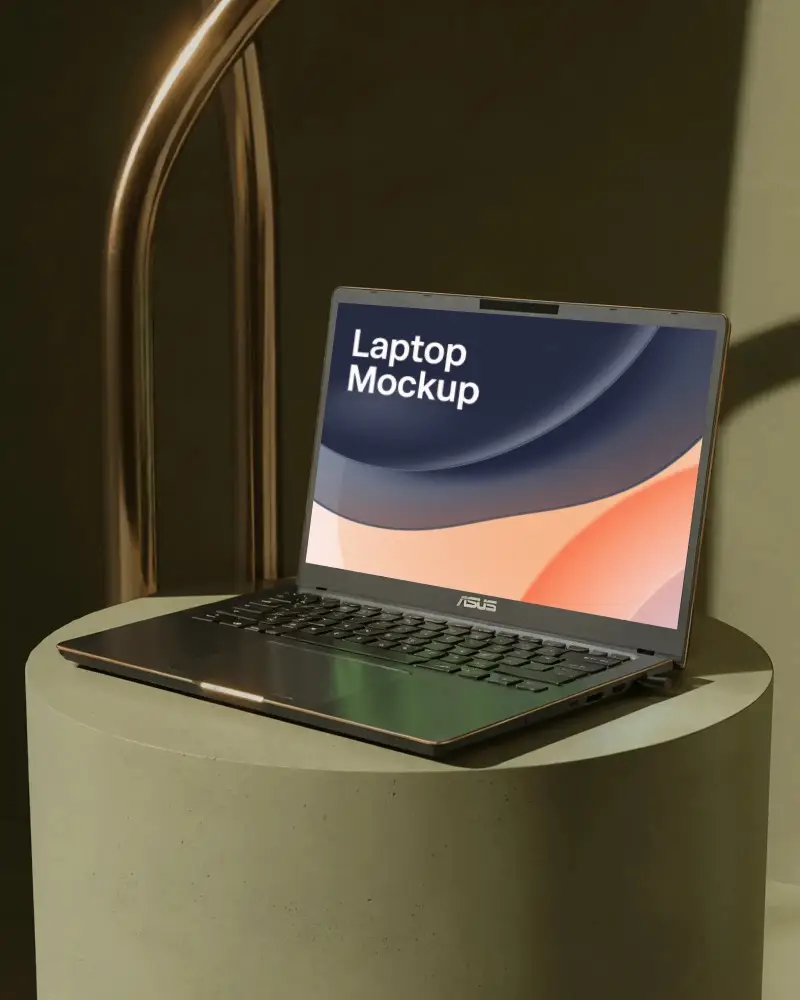 Asus High Performance Ultrabook Laptop Mockup With Responsive Screen And Compact Keyboard Layout