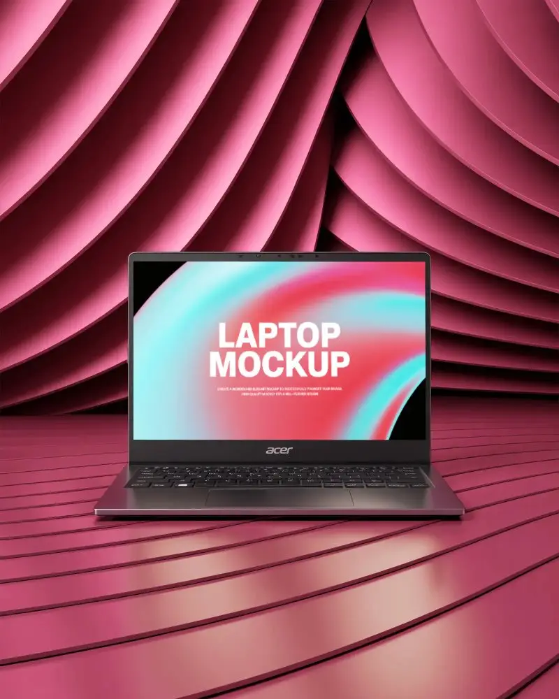 Lightweight Acer Laptop Mockup With Sleek Design And Full Keyboard Display For Tech Marketing