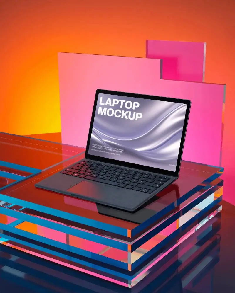 Modern Laptop Mockup For Digital Display And Website Showcase In Studio Setup
