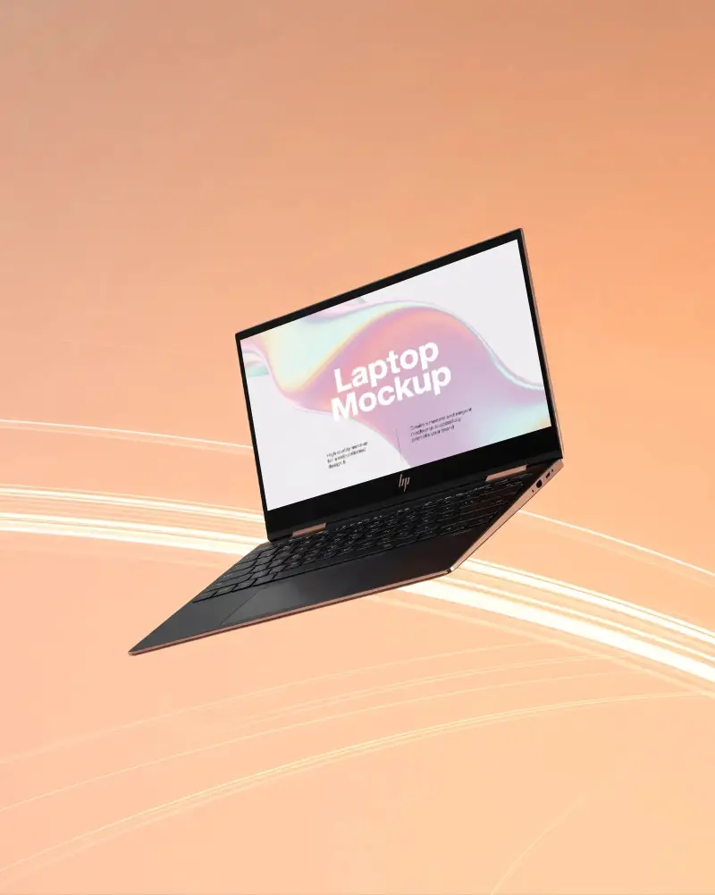 High Resolution Laptop Mockup Floating Against Light Gradient Background For Presentations