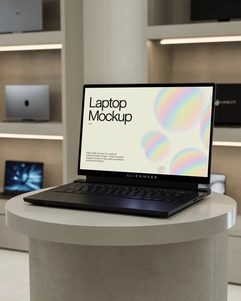 Sleek Modern Laptop Mockup Technology Gadget Display Electronics Digital Devices Mockup Setup