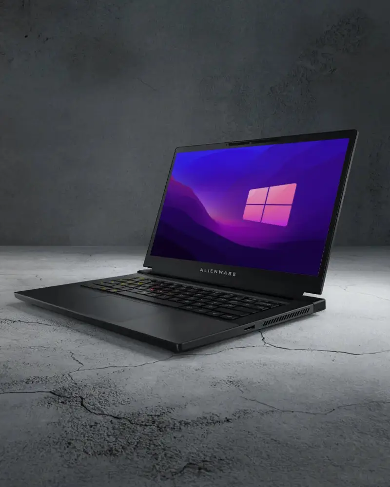 Sleek Alienware Gaming Laptop Mockup With Large Screen And Backlit Keyboard Showcase