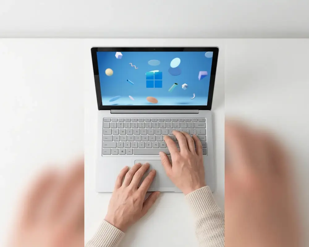 User Typing On Modern Laptop Computer With Blank Screen For Creative Projects