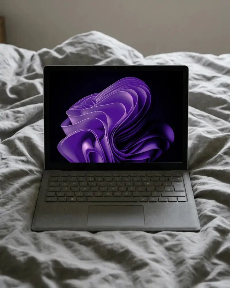 Modern Laptop Mockup On Soft Fabric Background Ideal For Digital Marketing Presentations