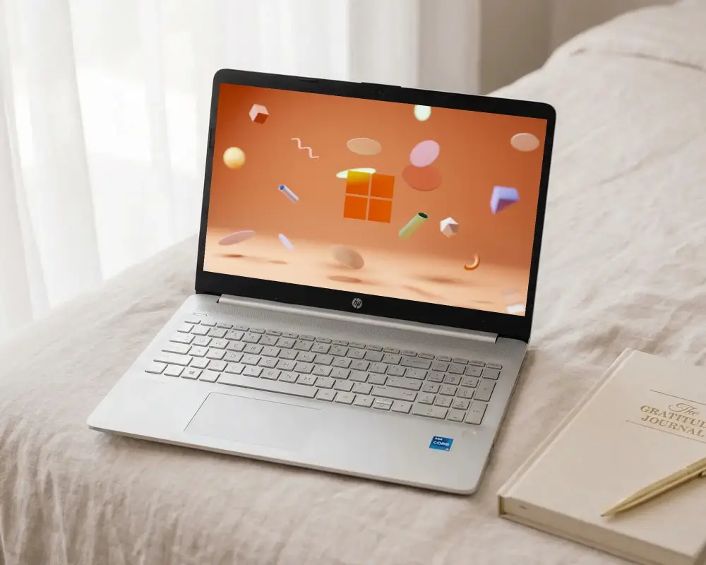 Modern Hp Laptop Mockup Working Environment Clean Minimalist Stylish Technology Display