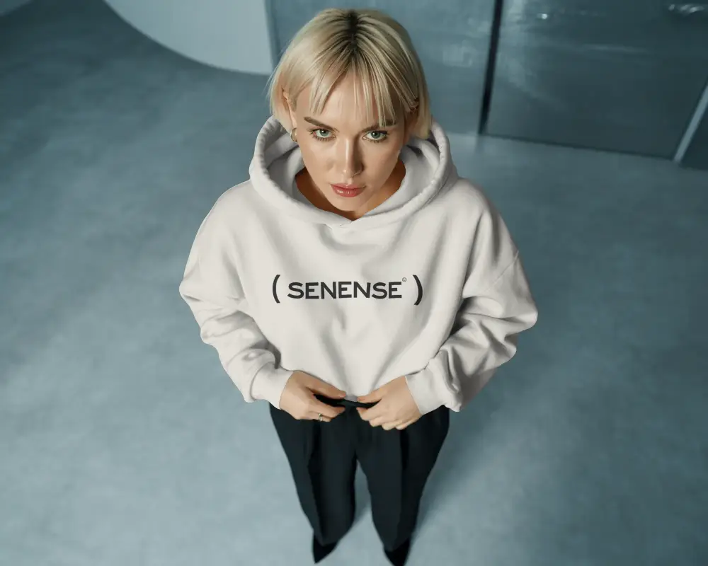 Chic Ladies Oversized Hoodie Comfortable Soft Fabric Fashionable Casual Logo Mockup