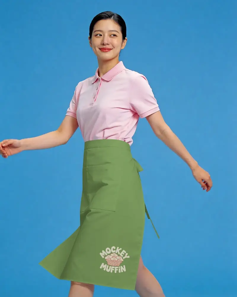 Customizable Apron Mockup On Model Showing Functional And Stylish Cooking Accessory