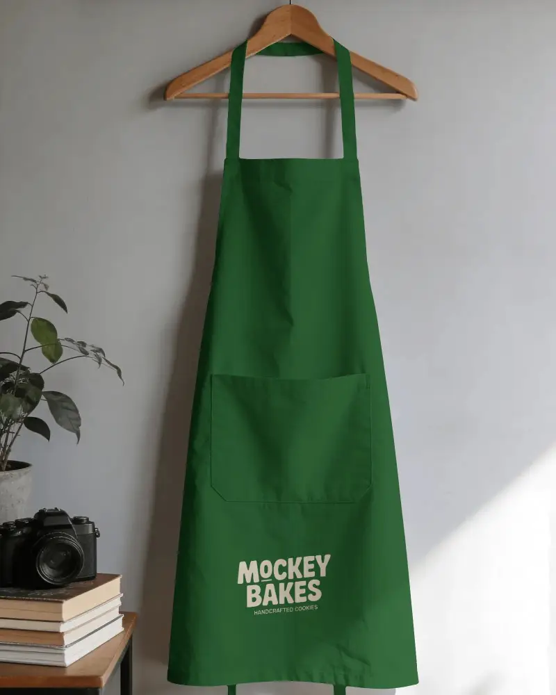 Durable Cotton Apron Mockup With Large Front Pocket For Kitchen Cooking And Crafting Purposes
