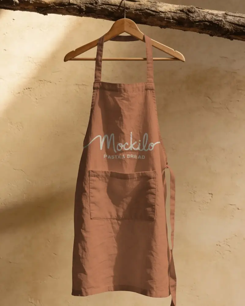 Durable Cotton Apron Mockup With Adjustable Neck Strap And Spacious Front Pocket