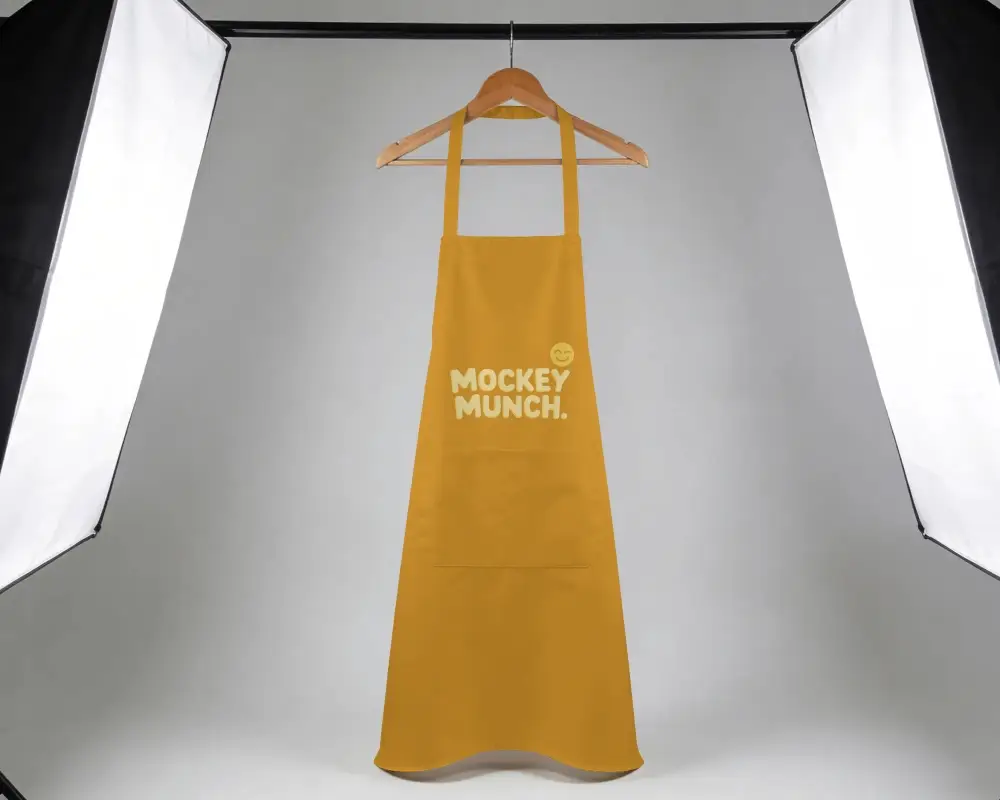Professional Quality Apron Mockup With Patch Pocket Designed For Kitchen Cooking And Crafting Tasks