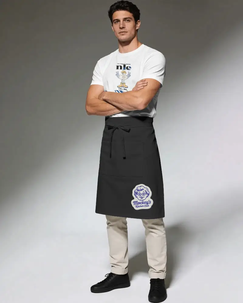 Durable Kitchen Waist Apron Mockup For Chefs Baristas And Catering Service Protection