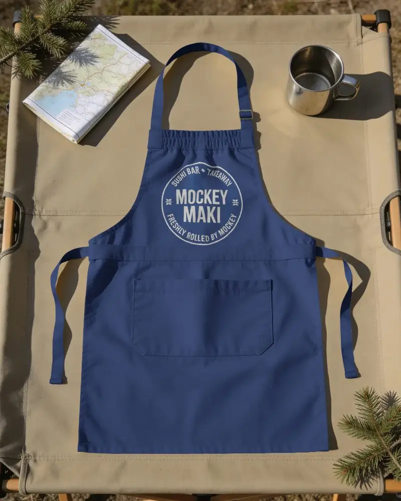 Heavy Duty Cotton Apron Mockup With Stitched Pocket And Tie Back For Cooking And Crafting