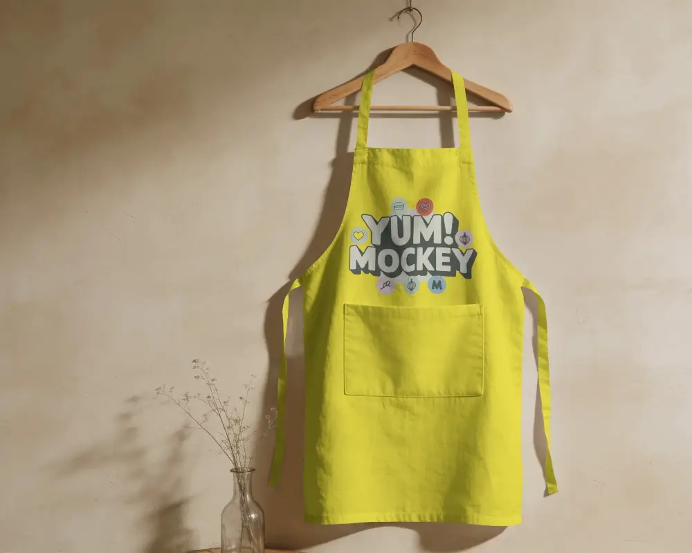 Premium Cotton Apron Mockup With Adjustable Neck Strap For Professional And Home Chefs