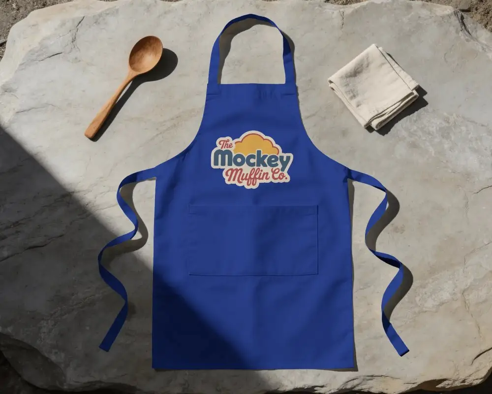 Durable Kitchen Apron Mockup With Adjustable Neck Strap And Large Front Pocket For Cooking