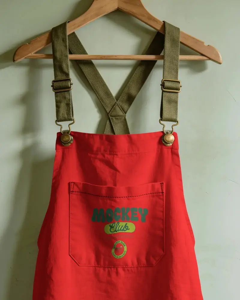Durable Adjustable Strap Apron Mockup With Front Pocket For Gardening Use