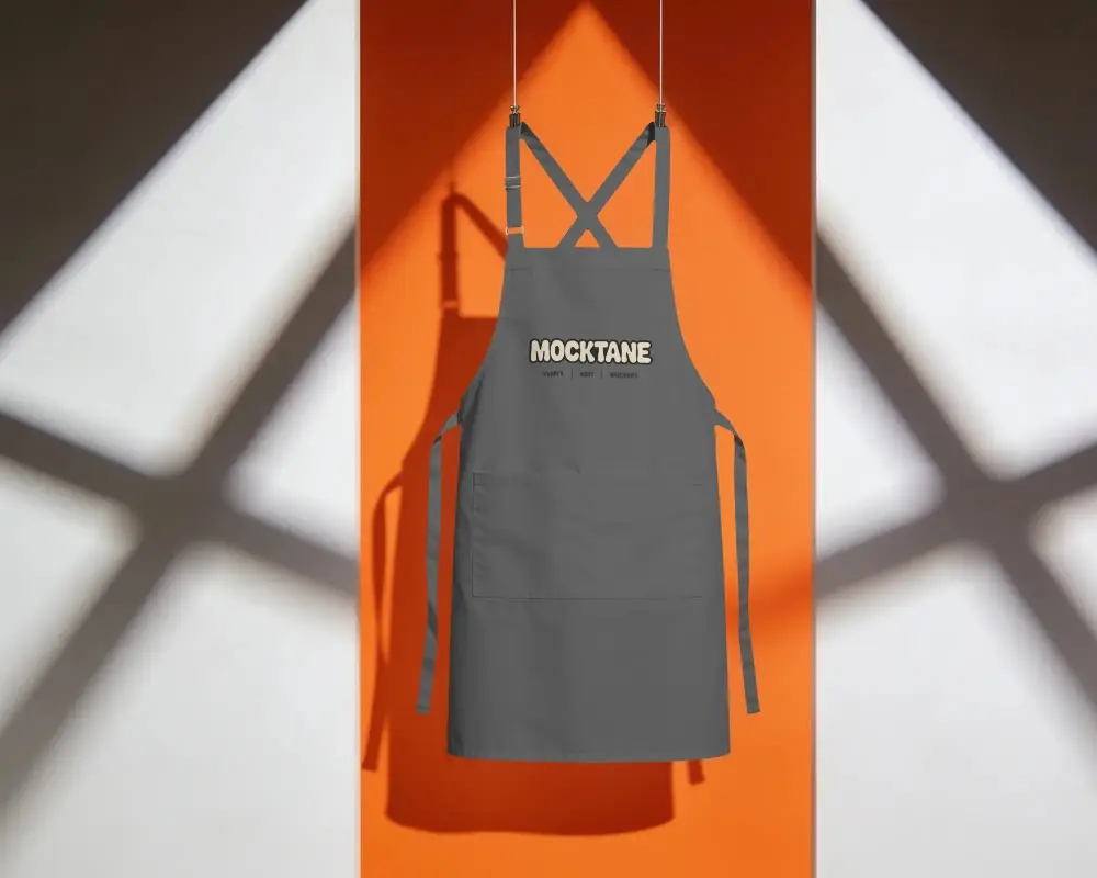 Adjustable Cross Back Apron Mockup With Large Front Pocket For Kitchen And Crafting Use