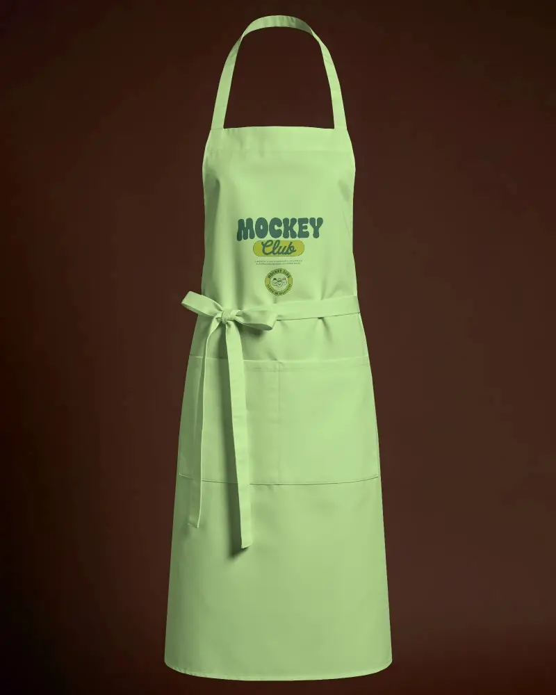 Full Length Cotton Apron Mockup With Adjustable Neck Strap And Front Pockets For Kitchen Use