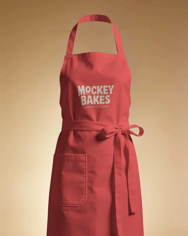 Durable Cotton Apron Mockup For Professional Cooking And Baking With Tie Around Waist Design