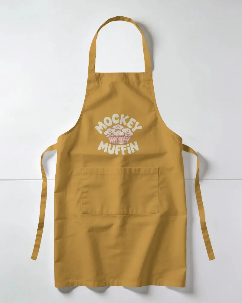 Custom Logo Cotton Apron Mockup With Large Front Pocket For Kitchen And Craft Use
