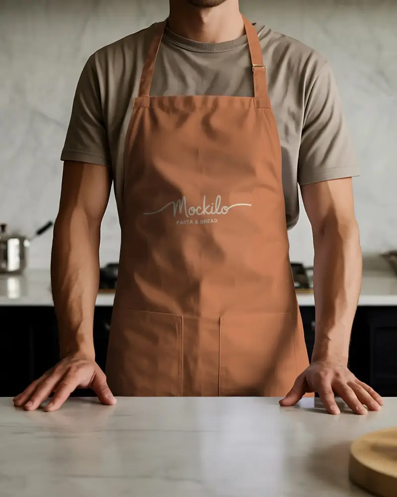 Modern Adjustable Apron Mockup For Professional And Home Chefs With Functional Front Pockets