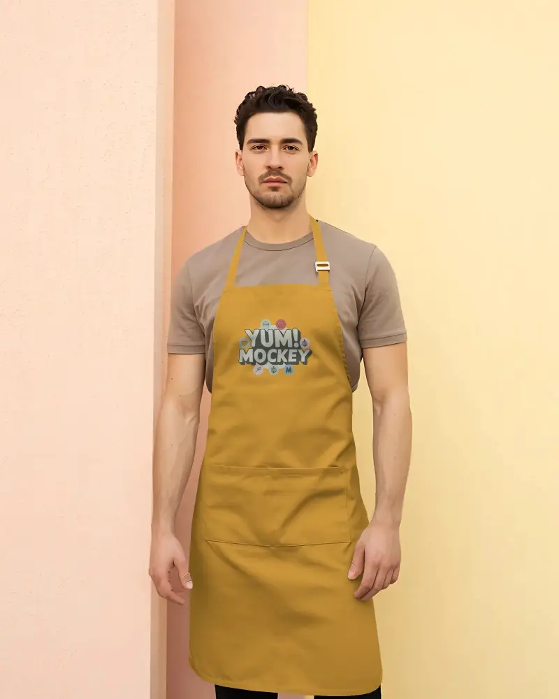 Adjustable Kitchen Apron Mockup With Front Pocket For Professional And Home Use