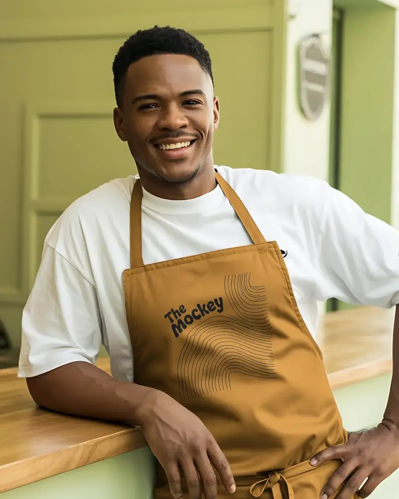 Stylish Unisex Apron Mockup For Food Service And Cafes Easy To Clean Kitchenwear Design
