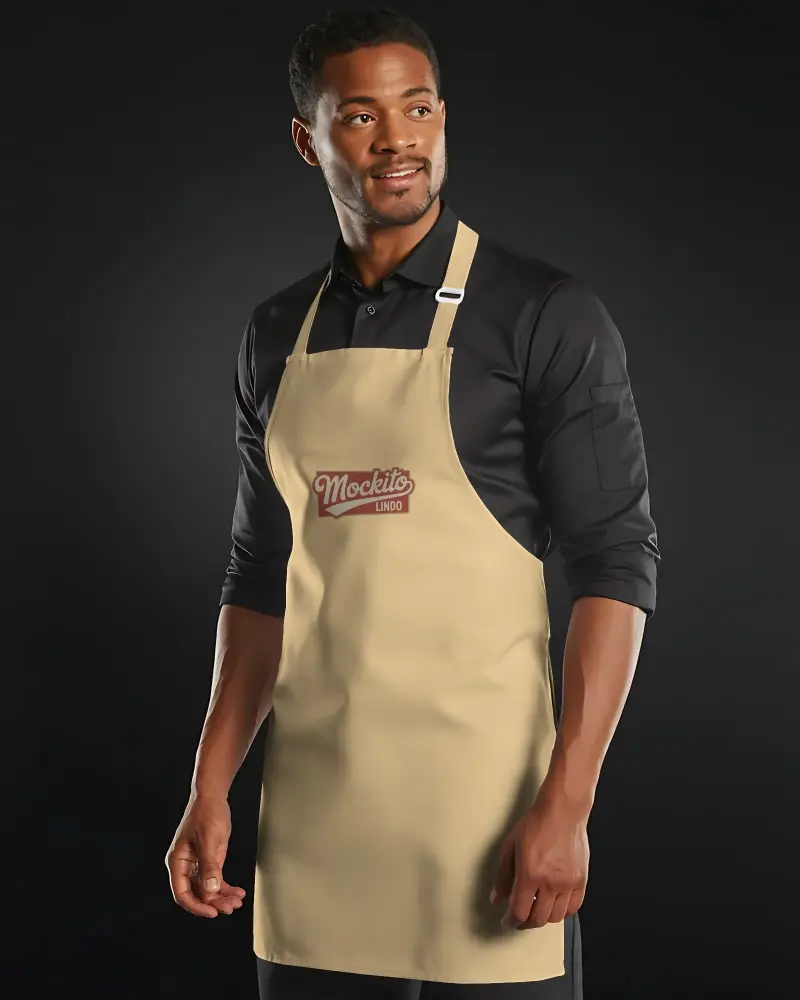 Versatile Adjustable Neck Strap Apron Mockup For Crafting Cooking And Barbecue Activities
