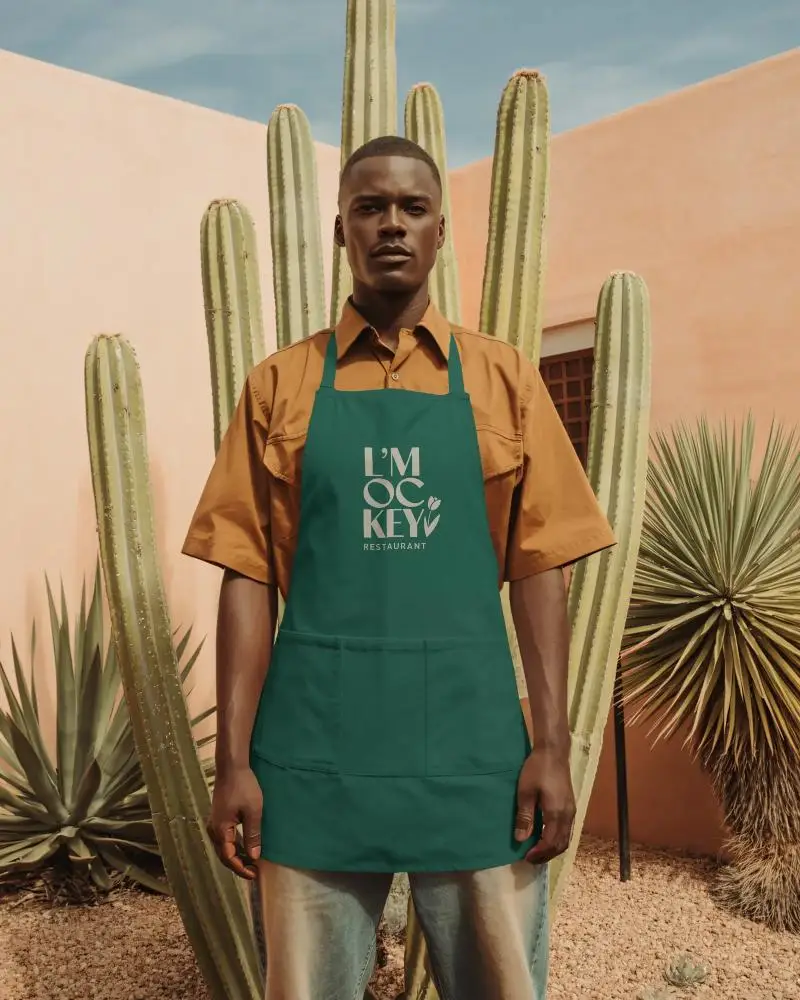 Durable Adjustable Kitchen Apron Mockup With Front Pockets For Professional And Home Chefs Use