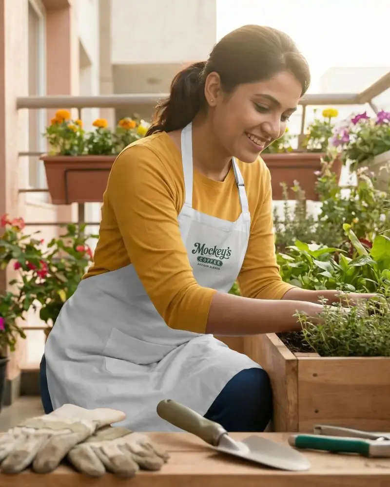 Versatile Apron Mockup For Gardening Cooking And Crafting With Stain Resistant Fabric Design