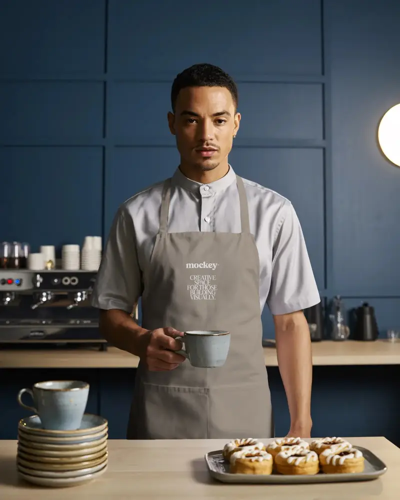Modern Waiter Apron Mockup For Restaurant And Catering Service With Adjustable Straps And Pockets