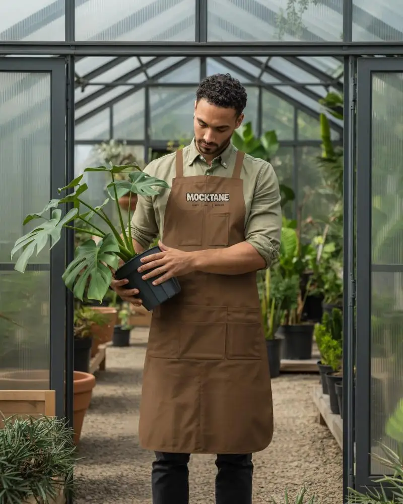 Durable Preferred Gardening Apron Mockup With Multiple Pockets For Garden Plant Care Use