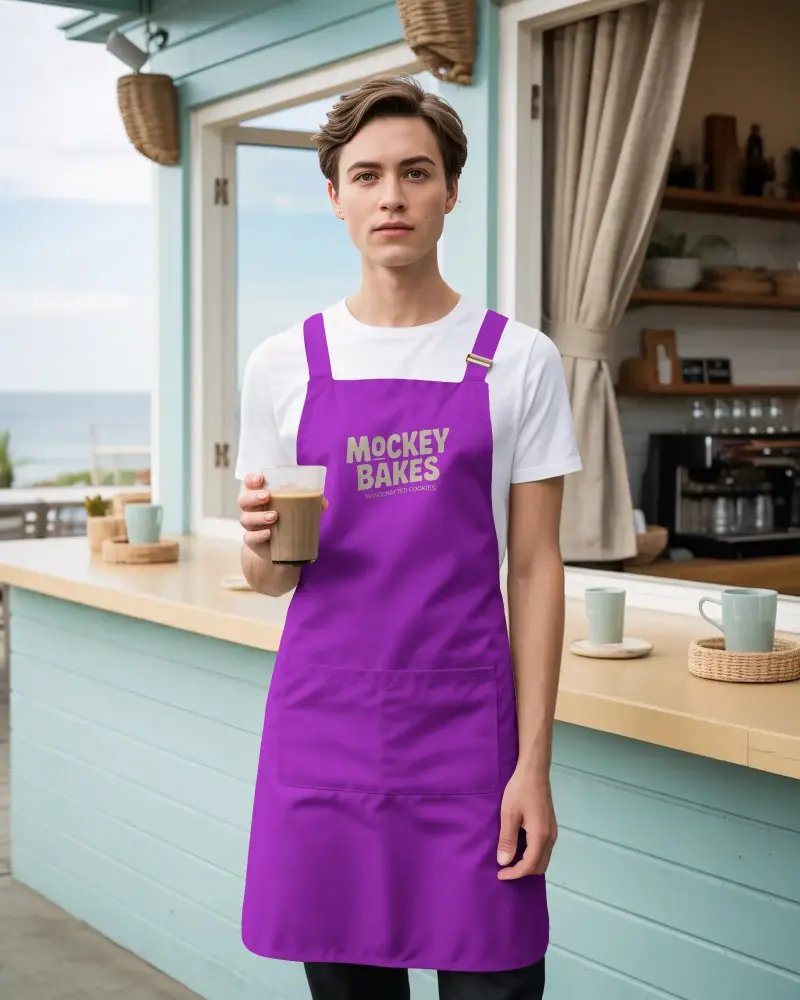 Durable Water Resistant Apron Mockup With Breast And Waist Coverage For Professional Chefs