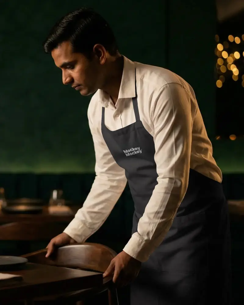Professional Waiter Apron Mockup For Dining Service Customizable Kitchen And Restaurant Workwear