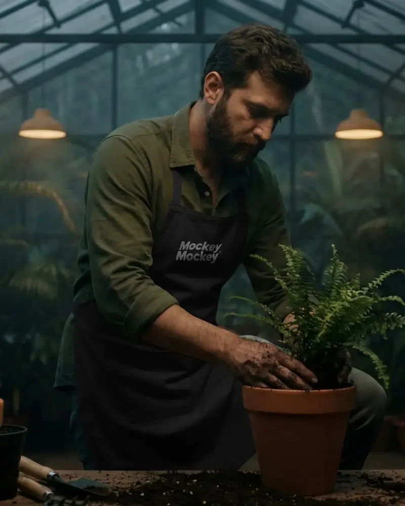 Adjustable Strap Apron Mockup For Gardening Planting And Potting With Water Resistant Fabric