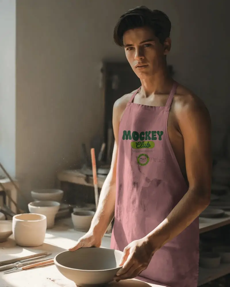 Handcrafted Pottery Artisan Apron Mockup Clay Artists And Creative Potters Workshop Use