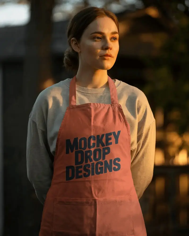 Durable Cotton Apron Mockup Large Front Pocket For Cooking Baking And Gardening