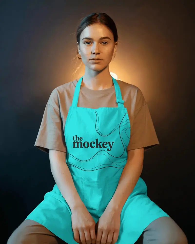 Professional Kitchen Apron For Chefs Durable And Adjustable Cooking Apron Mockup Design