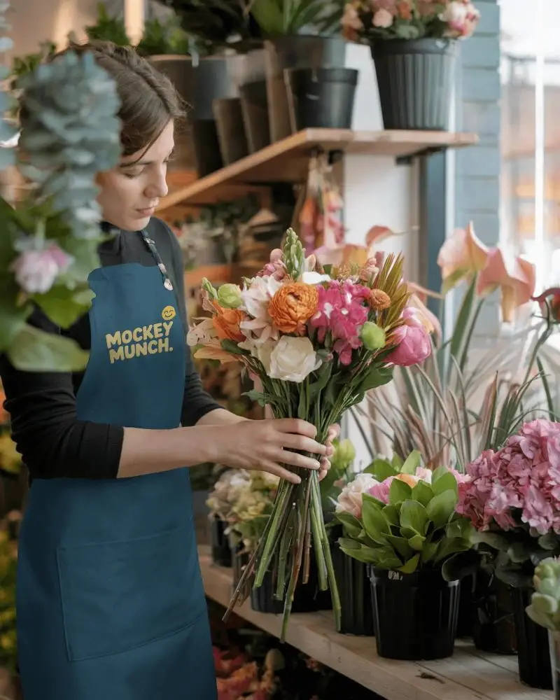 Professional Florist Apron Mockup For Flower Arranging And Floral Boutique Workwear Use