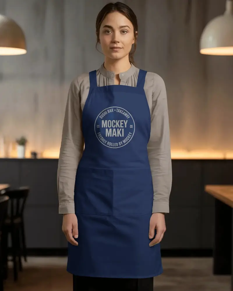 Professional Kitchen Apron Mockup With Front Pocket Perfect For Chefs