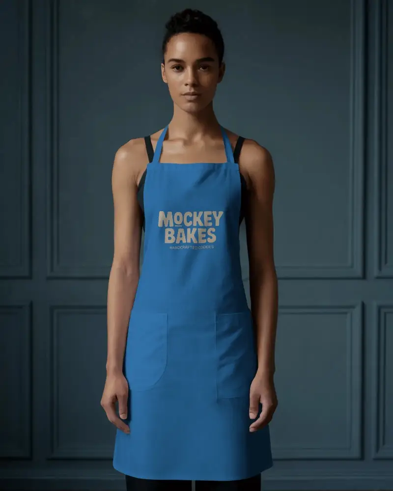 Premium Quality Cotton Apron Mockup With Adjustable Neck Strap And Large Pockets For Chefs